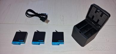 caricabatterie + 3 batterie TELESIN x GoPro8