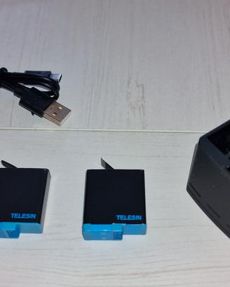 caricabatterie + 3 batterie TELESIN x GoPro8