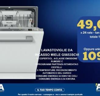 LAVASTOVIGLIE MIELE G5653SCVI DA INCASSO 14COP CE.