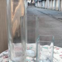 Set di 3 vasi in vetro spesso