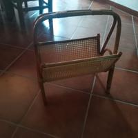 Portariviste vintage in bambù e paglia di Vienna