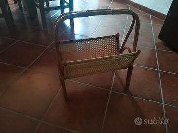 Portariviste vintage in bambù e paglia di Vienna