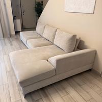 Divano a penisola beige con seduta regolabile