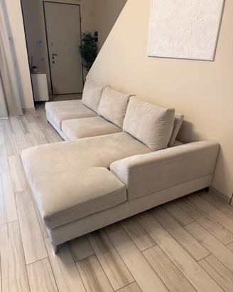 Divano a penisola beige con seduta regolabile