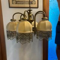 Lampadrio vintage in ottone e tessuto - anni ‘50