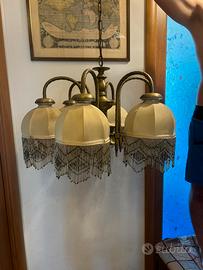 Lampadrio vintage in ottone e tessuto - anni ‘50
