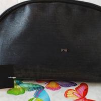 Pochette beauty mezzaluna grande tela Nero Giardin