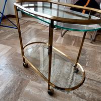 Coppia Carrelli Vintage Ottone e Vetro – Lucidi e 