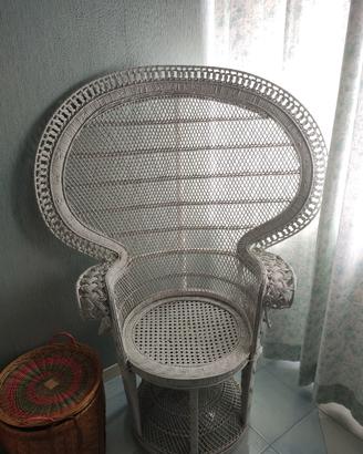 Poltrona Pavone vimini vintage 