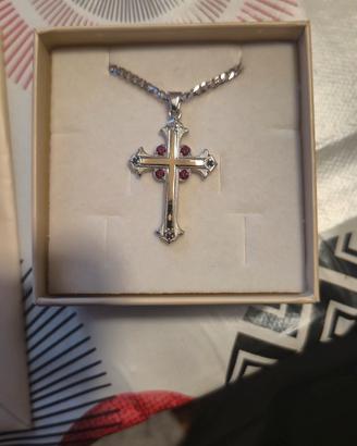 collana oro18kt argento e rubini