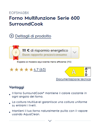 forno a incasso usato 1 mese..