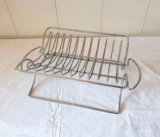 Scolapiatti da appoggio vintage '70 tubolare cromo