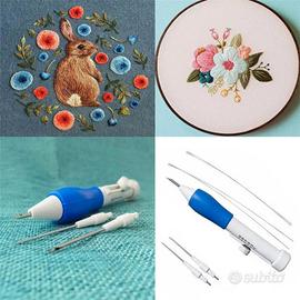 Set Ago Magico Ricamo Punchneedle Punto spugna