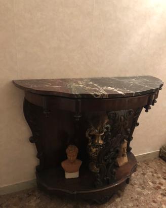 Console antica con piano in marmo