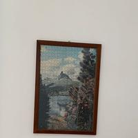 Quadro puzzle montagna con cornice in legno