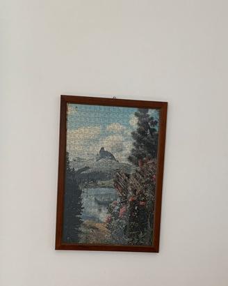 Quadro puzzle montagna con cornice in legno