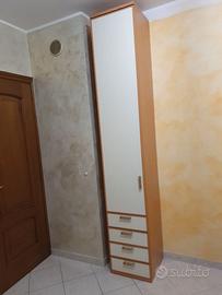 COLONNA IN LEGNO CON ANTA LUNGA E 4 CASSETTI