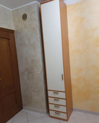 COLONNA IN LEGNO CON ANTA LUNGA E 4 CASSETTI