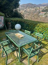 Tavolo da esterno in ferro con 6 sedie +carrello d