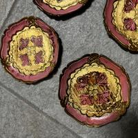 Set sei piattini vintage rosa e oro