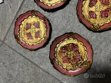 Set sei piattini vintage rosa e oro