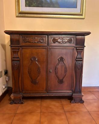 Credenza mobile da ingresso stile classico in noce