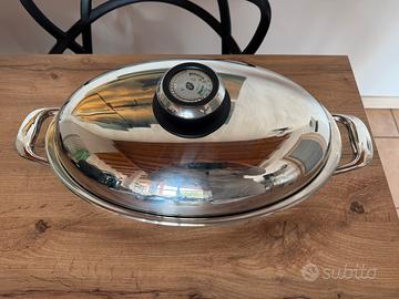 Pentola acciaio ovale AMC per pesce arrosti, nuova