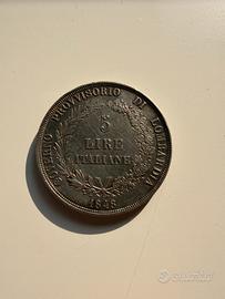 5 Lire Governo Provvisorio Lombardia 1848