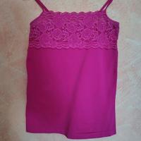 Canotta top sottogiacca da donna con pizzo fucsia
