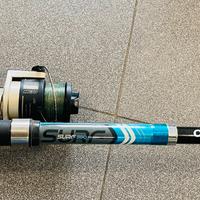 Canna da pesca caperlan surf 390 con mulinello