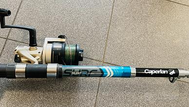 Canna da pesca caperlan surf 390 con mulinello