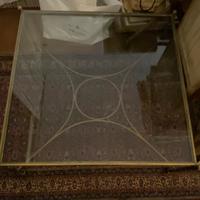 Tavolo quadrato da salotto Ottone e vetro