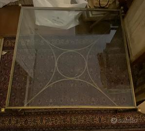 Tavolo quadrato da salotto Ottone e vetro