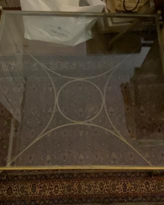 Tavolo quadrato da salotto Ottone e vetro