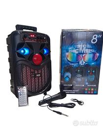 Cassa bluetooth portatile karaoke 300 watt pmpo 
