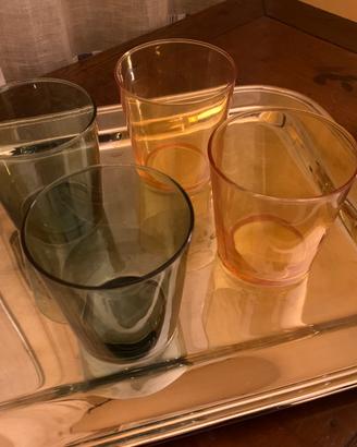 Set 4 bicchieri colorati in vetro