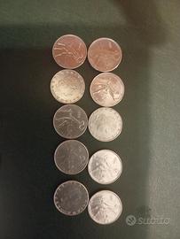 10 mini monete da 50 lire vari anni 
