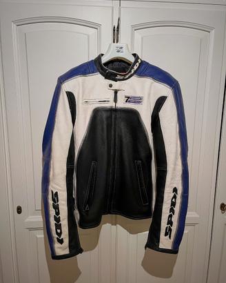 SPIDI - Giacca moto in pelle nero-blu-bianco - XL