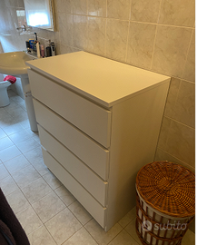 Cassettiera bianca 4 cassetti – moderna e capiente