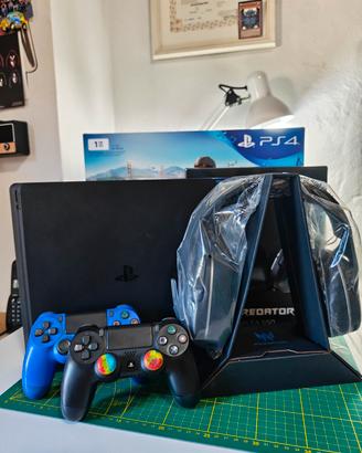 PlayStation 4 slim + 2 joystick + Cuffie + giochi 