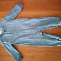 Nuovo pigiama intero felpato (74cm) color celeste