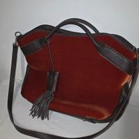 Borsa in pelle e velluto ruggine NUOVA 