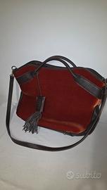 Borsa in pelle e velluto ruggine NUOVA 