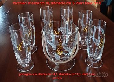 Set bicchieri e cestello ghiaccio decorati