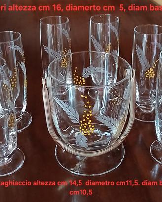 Set bicchieri e cestello ghiaccio decorati