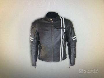 Giacca moto vintage in pelle con protezioni - TG L