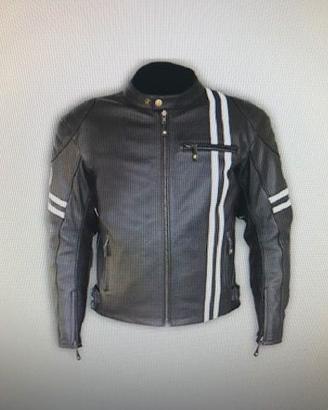 Giacca moto vintage in pelle con protezioni - TG L