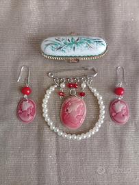 Parure Cammeo Stile Vintage Realizzata A Mano