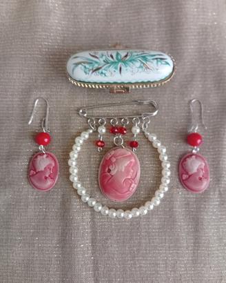 Parure Cammeo Stile Vintage Realizzata A Mano