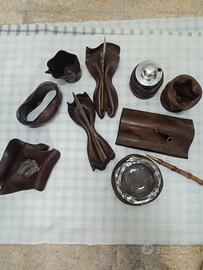 set da scrivania in cuoio vintage 